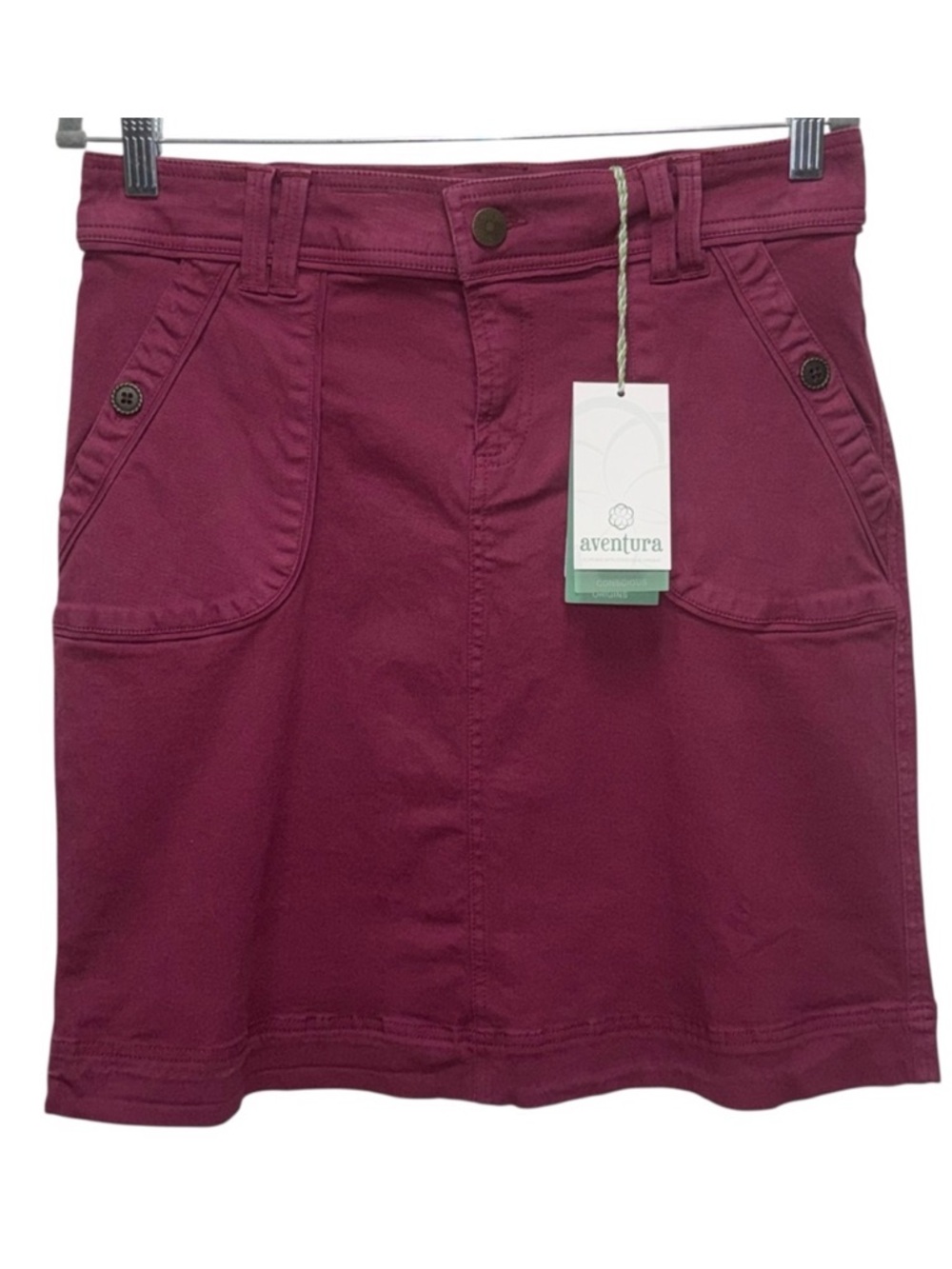 Aventura Organic Cotton Stretch Utility Skirt Magenta Above Knee Womens Size 8